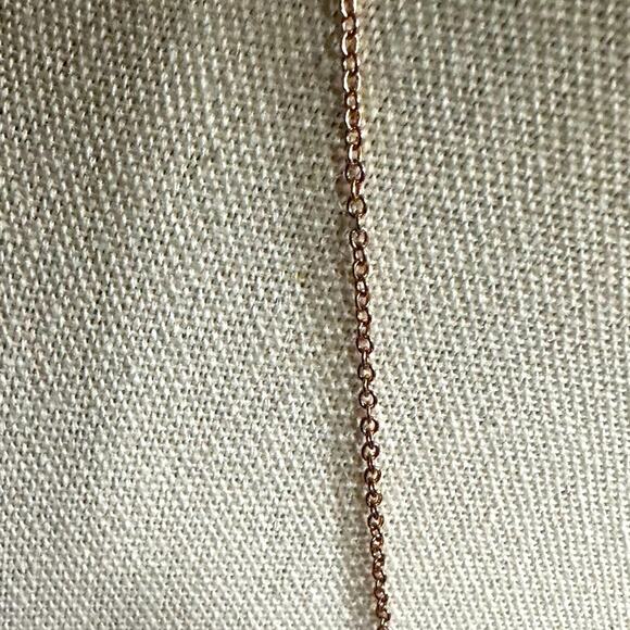 COACH Open Circle Round Stone Rose Gold Chain Necklace Designer Minimalist Retro - Picture 9 of 12